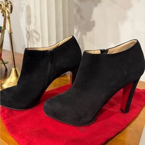 Christian Louboutin Black and Red Heeled Ankle Boots